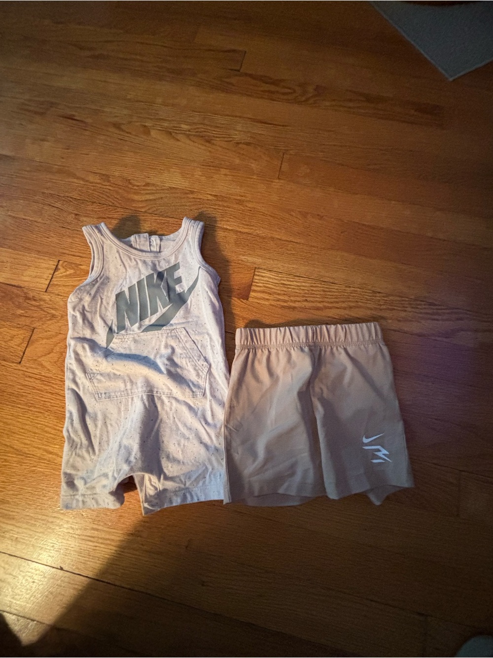 Nike Beige Tank Romper and Shorts Set